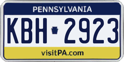 PA license plate KBH2923