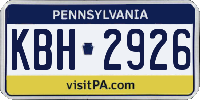 PA license plate KBH2926