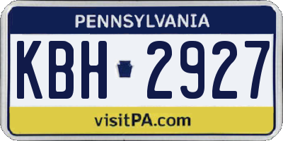 PA license plate KBH2927