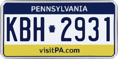 PA license plate KBH2931