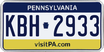 PA license plate KBH2933