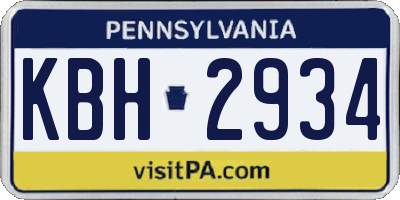 PA license plate KBH2934