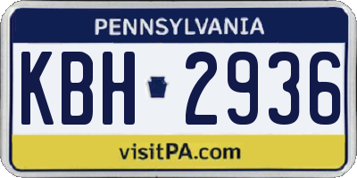 PA license plate KBH2936