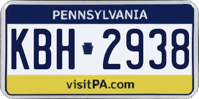 PA license plate KBH2938