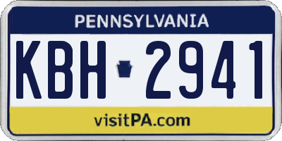 PA license plate KBH2941