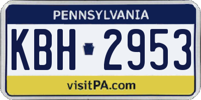 PA license plate KBH2953