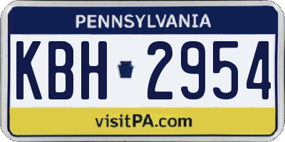 PA license plate KBH2954