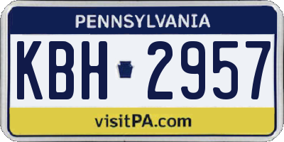 PA license plate KBH2957