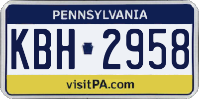 PA license plate KBH2958