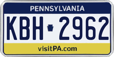PA license plate KBH2962