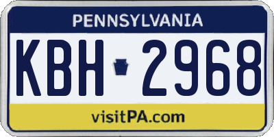 PA license plate KBH2968