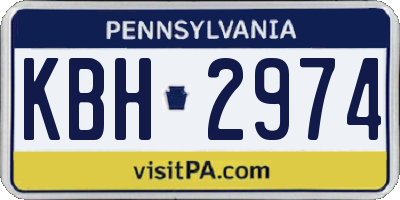 PA license plate KBH2974