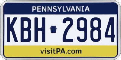 PA license plate KBH2984