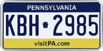 PA license plate KBH2985