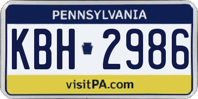 PA license plate KBH2986