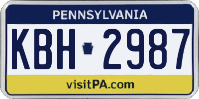 PA license plate KBH2987