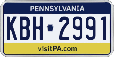 PA license plate KBH2991