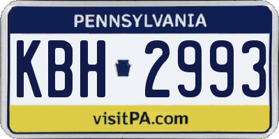 PA license plate KBH2993