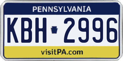 PA license plate KBH2996