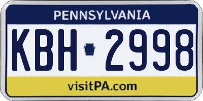 PA license plate KBH2998