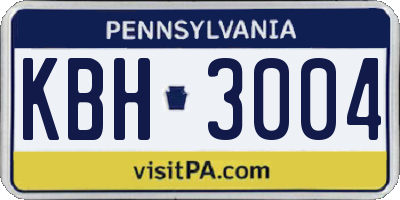 PA license plate KBH3004