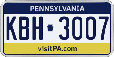 PA license plate KBH3007