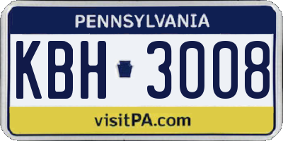 PA license plate KBH3008