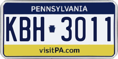 PA license plate KBH3011