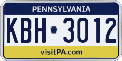 PA license plate KBH3012