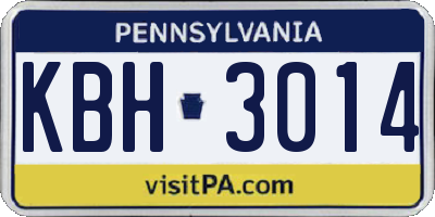 PA license plate KBH3014