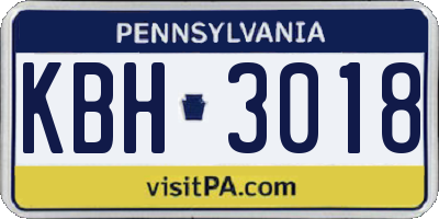 PA license plate KBH3018