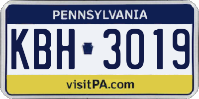 PA license plate KBH3019