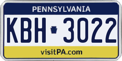 PA license plate KBH3022