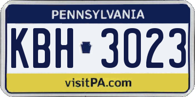 PA license plate KBH3023