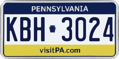PA license plate KBH3024