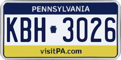 PA license plate KBH3026