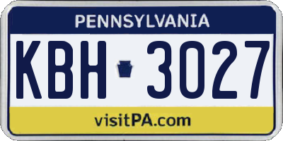 PA license plate KBH3027