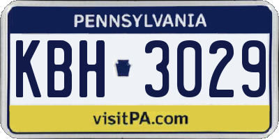 PA license plate KBH3029