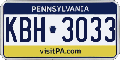 PA license plate KBH3033