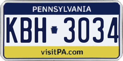 PA license plate KBH3034
