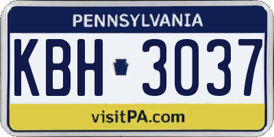 PA license plate KBH3037