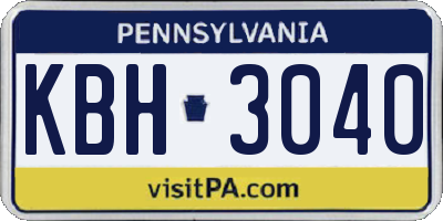PA license plate KBH3040