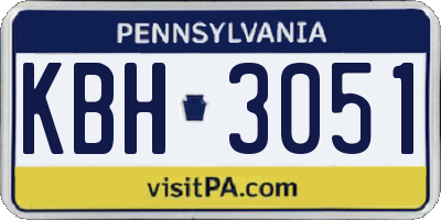 PA license plate KBH3051
