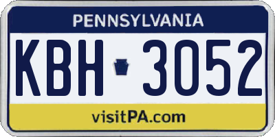 PA license plate KBH3052