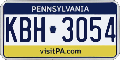 PA license plate KBH3054