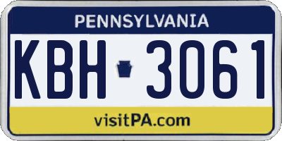 PA license plate KBH3061