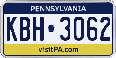 PA license plate KBH3062
