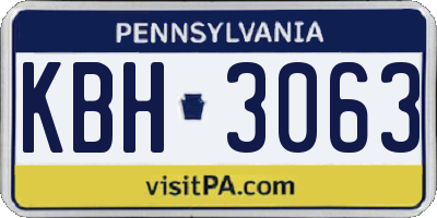 PA license plate KBH3063