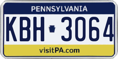 PA license plate KBH3064