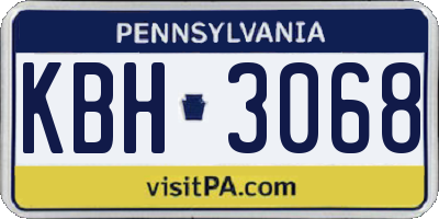 PA license plate KBH3068